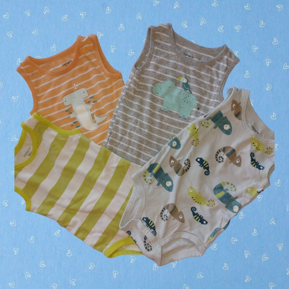 4-Piece Carter's Bodysuits with Fun Graphics, 12M